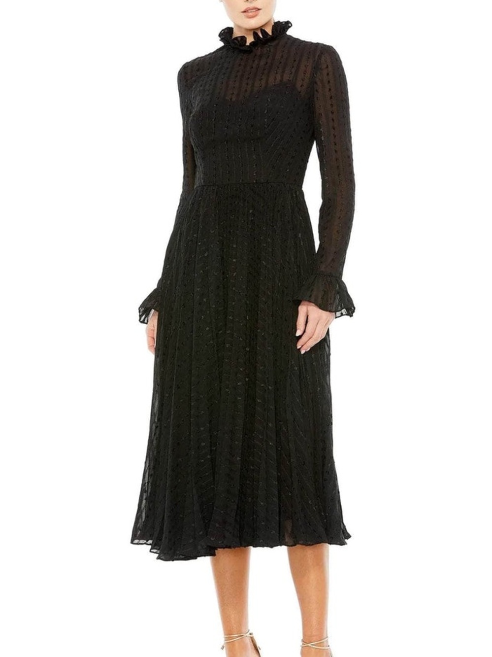 Ieena Mc Duggal 49627 High Neck Long Sleeve Knee-Length Dress